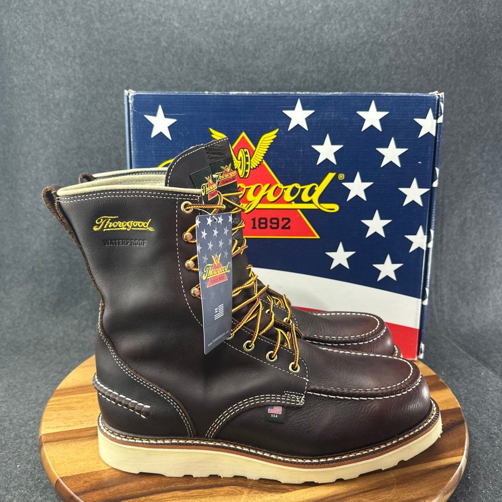 Thorogood Men's 8" Steel Toe WP Wedge Sole Work Boot USA 804-3800 Brown 9.5D